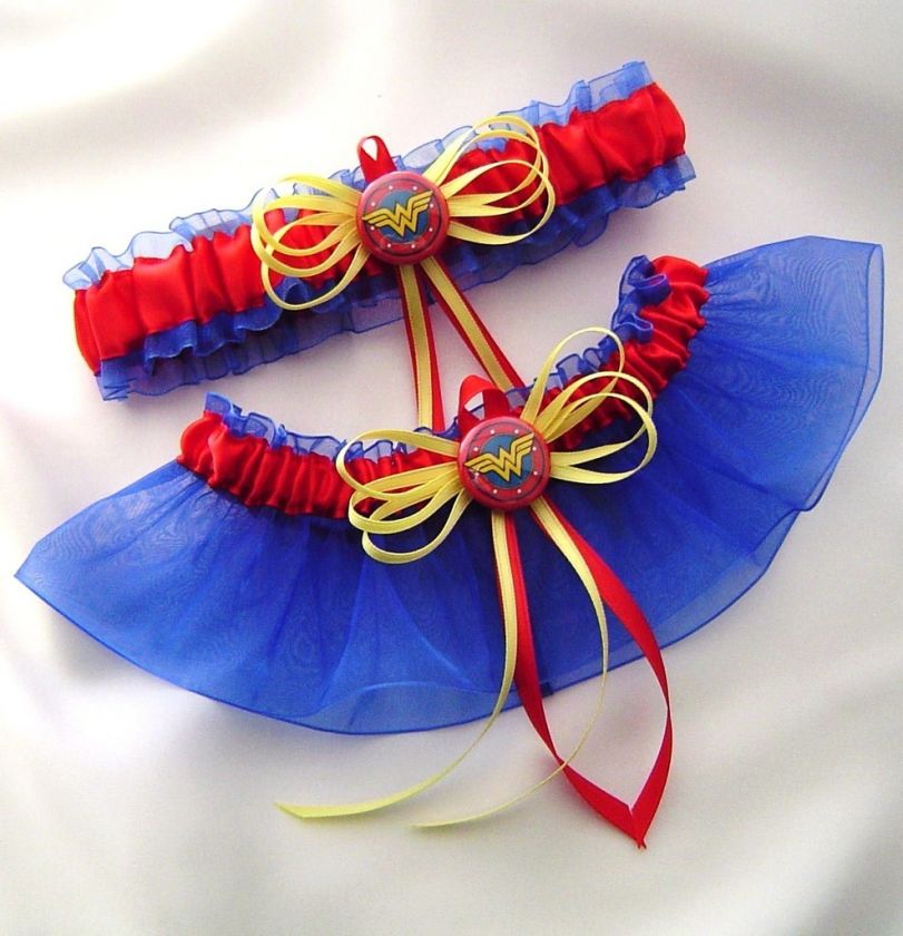 Wonder Woman Shield Logo Wedding Garter Set w/Gift Box  