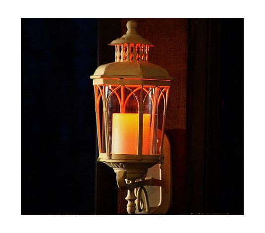    Indoor Outdoor Wall Mount Flameless LED Candle Lanterns with Timer