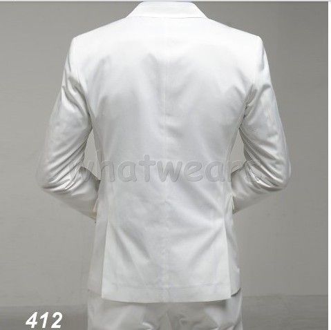 Cool Mens Slim Fit One Button Stylish Suit White Z05(Jacket Only 