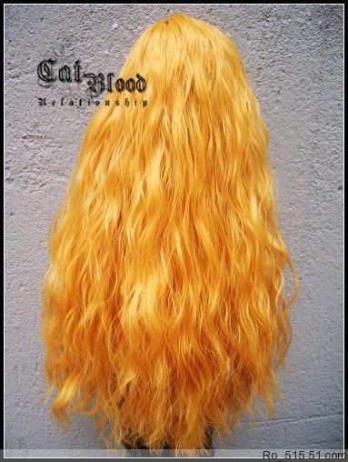 10 1/3 doll SD BJD DOLL Wig wavy curly orange yellow  