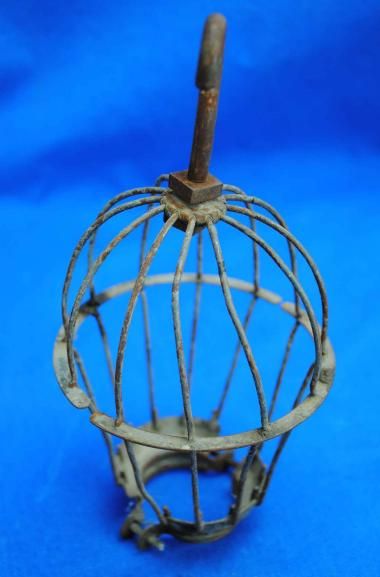   Antique Old Industrial Metal Lamp Light Safety Cage Part Task Trouble