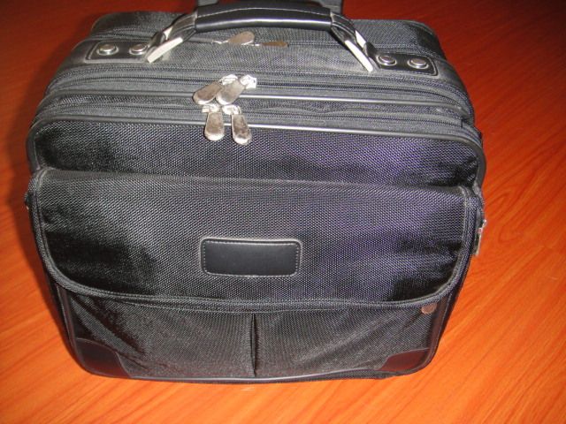 LAPTOP BAG ROLLING BRIEFCASE BLACK BALLISTIC NYLON EUC  