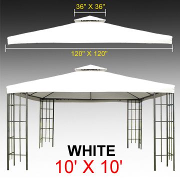 WHITE 10 X 10 CANOPY GAZEBO REPLACEMENT TOP COVER PATIO  