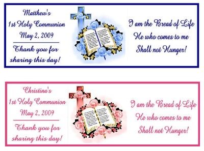 1st HOLY COMMUNION VOTIVE CANDLE LABELS PARTY FAVORS  