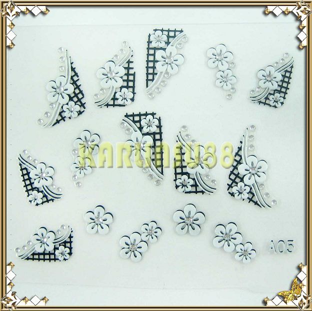 DIY 3d Nail Art Stickers Decals Designer Pattern A05  