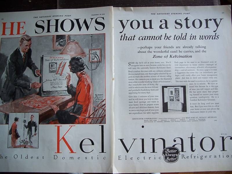 1926 Antique Kelvinator Refrigerator Prince Two Page Ad  