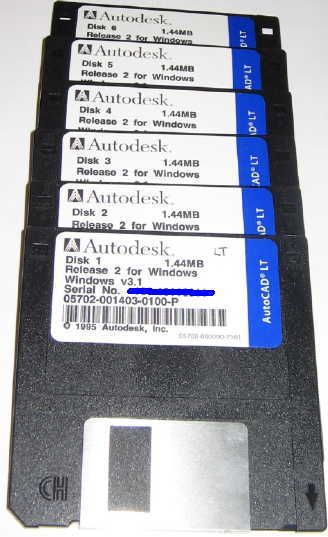 Vintage Autodesk Autocad Lt R2 3.5 floppy set Full Version  