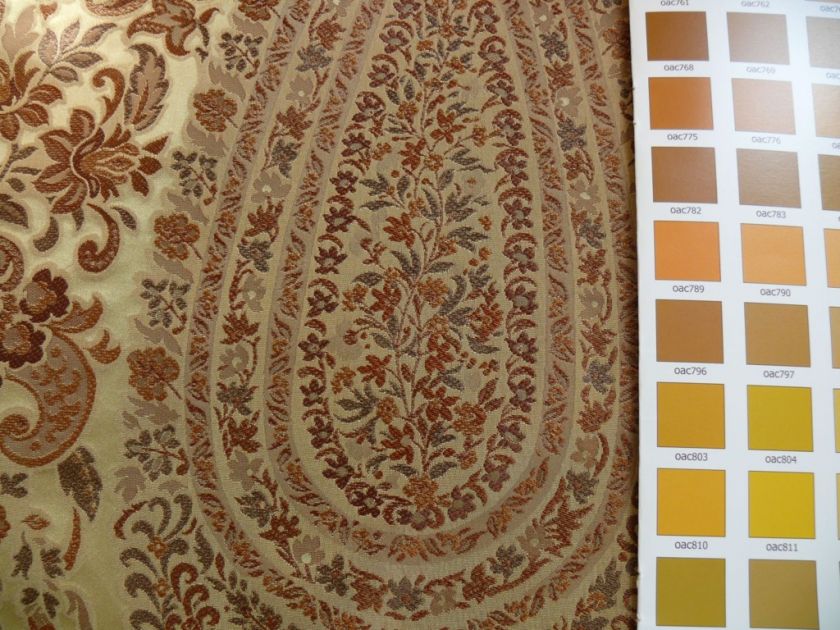 HiEND 100% SILK LAMPAS CASHMERE PAISLEY JAVA BROWN YD  