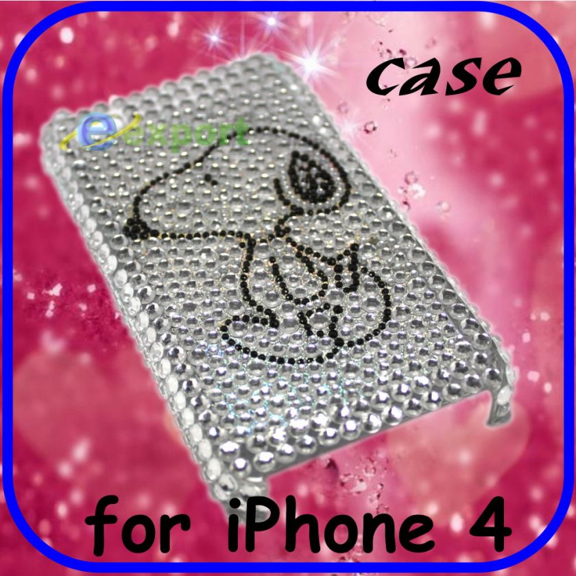 Bling Rhinestone Snoopy cover Hard case for iphone4 4G  