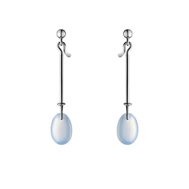 Georg Jensen Blue Chalcedony Earrings # 128 A   DEW DROP  