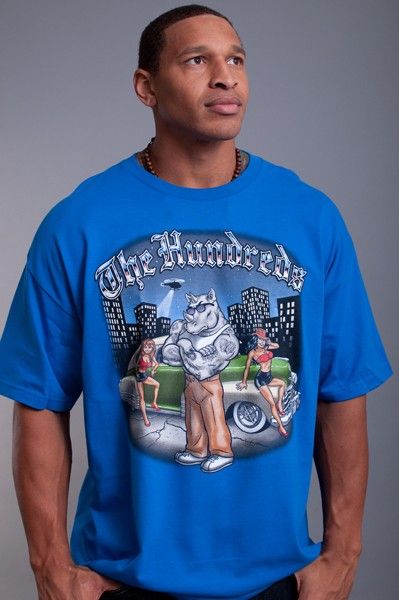   HUNDREDS LOGO HIP HOP ROYAL BLUE LOC RHINO TEE T SHIRT SIZE 2XL  