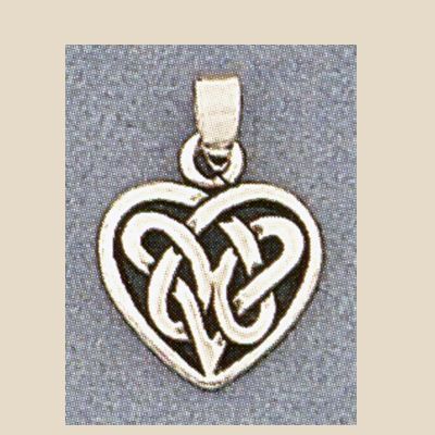 Sterling Silver Small Celtic Knot Heart Love Charm Pendant  