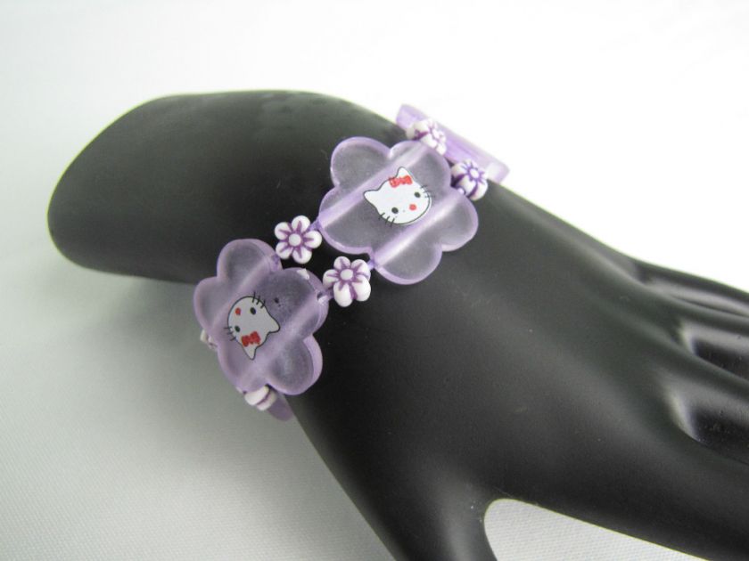 Hello Kitty Red Bow Stretch Bracelet Purple + Bonus Hello Kitty Ring 