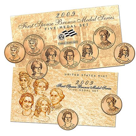 2009 First Spouse Bronze Medal Series Five Medal Set  