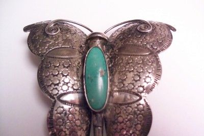   Sterling Silver and Turquoise Butterfly Pin Brooch LARGE  