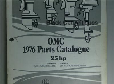 1976 Outboard Marine Pts Catalog 25 HP Evinrude Johnson  