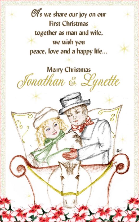 Custom Christmas Couple Sleigh Holiday Greeting Cards  