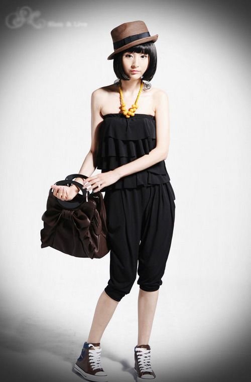 New women korea flouncing strench jumpsuit pant QA727  