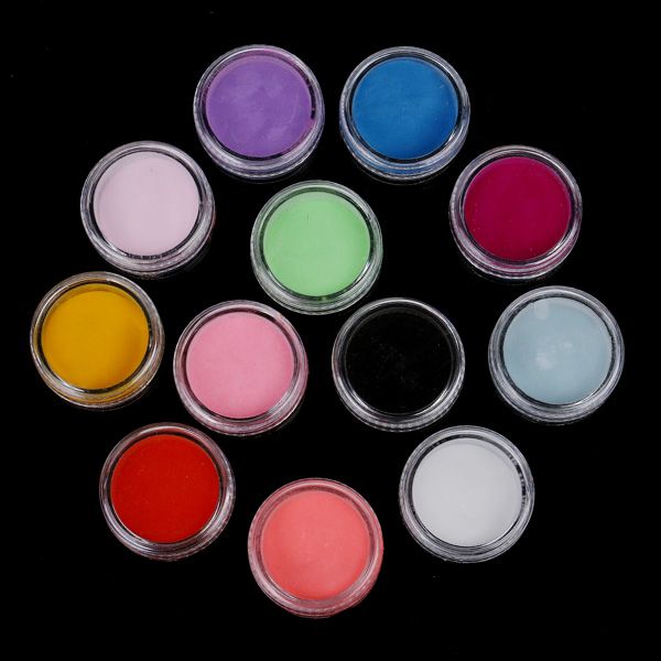 12 Color 3D Nail Art Acrylic Powder Manicure Nail Tips  