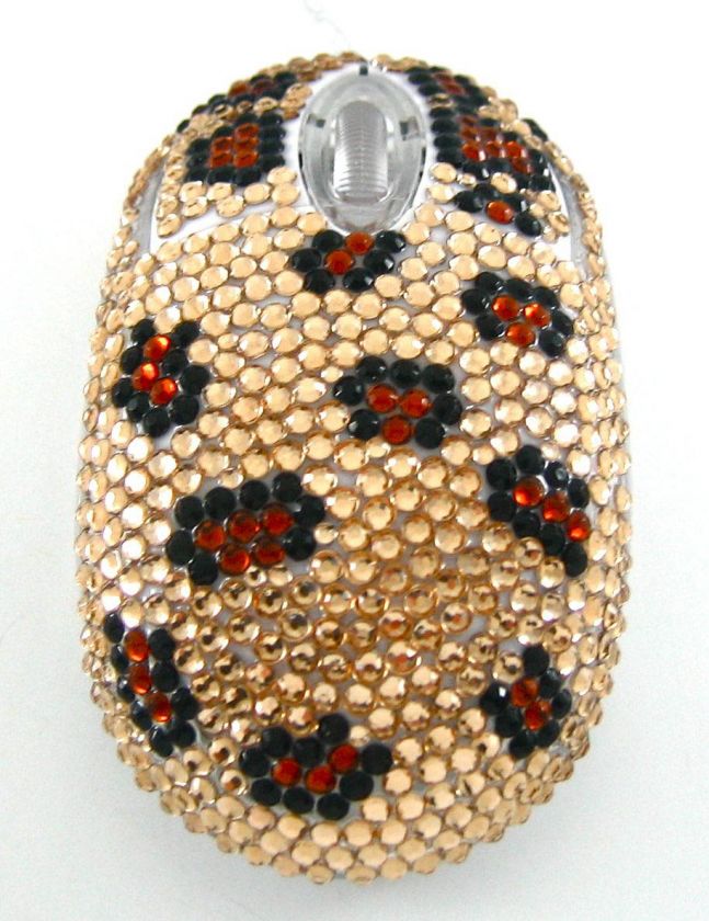 Leopard Crystal Rhinestone USB Optical Computer Mouse  