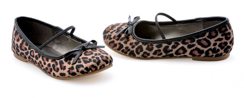 GIRLS LEOPARD PRINT FLAT HALLOWEEN COSTUME BALLET SHOES  