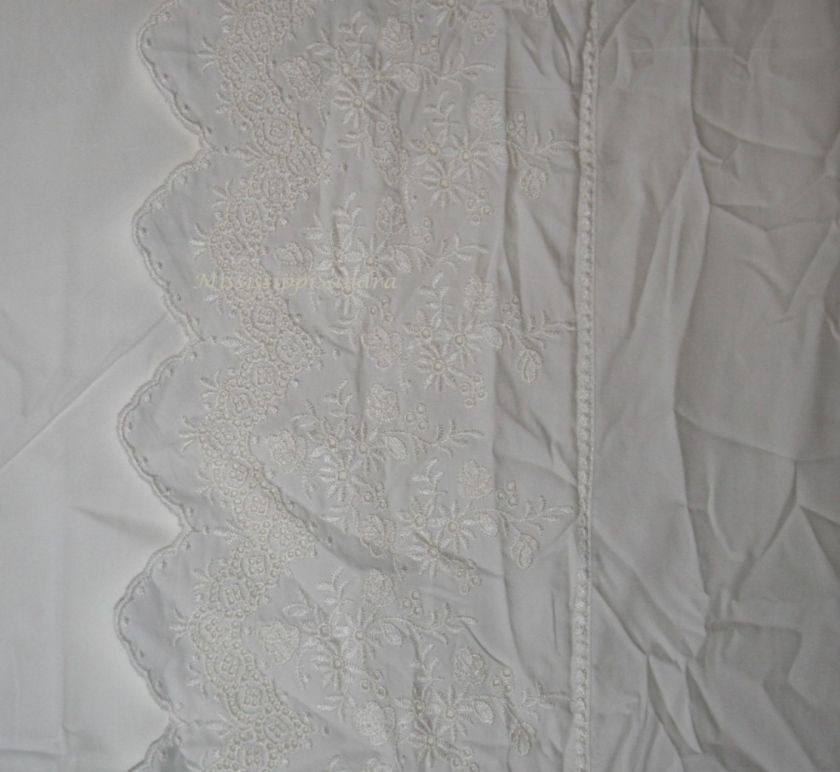 Court of Versailles Campagne Queen Duvet Cover Solid WHITE Lace 