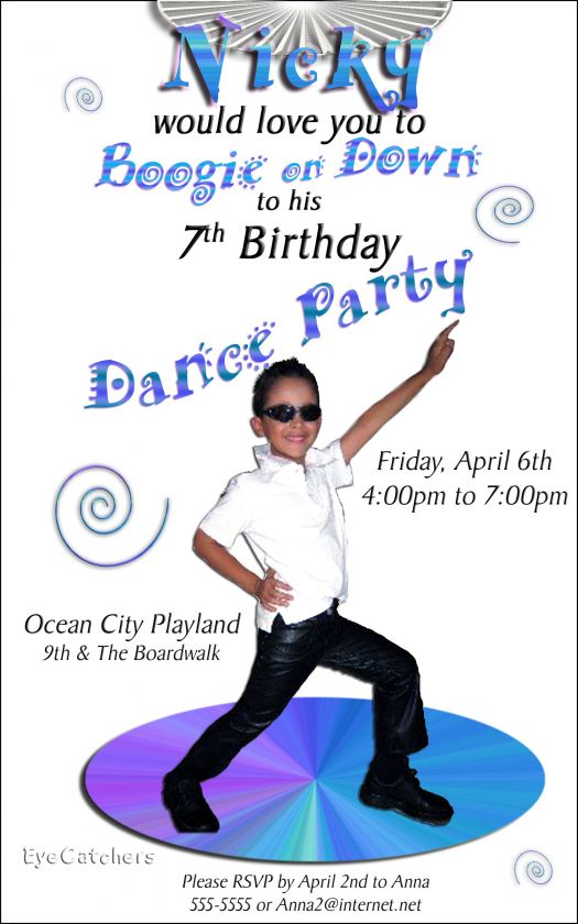 Awesome Disco Dancing Themed Invitations created with your own 