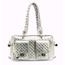 Kwigy bo Alex Luxe Silver Chain Purse Dog Pet Carrier S 15 x5x8 T 