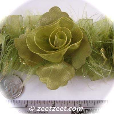 APPLE~OUTRAGEOUS FLORAL~Organdy Flower Organza Trim  