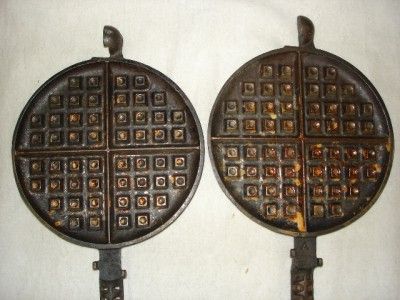 ANTIQUE GRISWOLD MFG WAFFLE MAKER VINTAGE CAST IRON NO 8 COMPLETE 