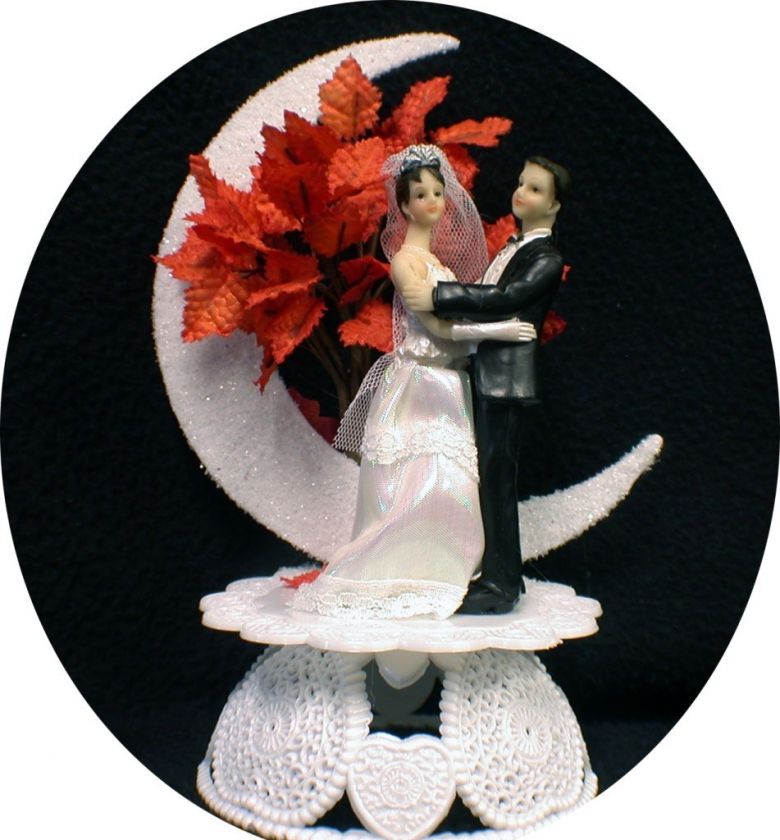 Moonlight Dancing Fall Wedding Cake Topper Halloween  