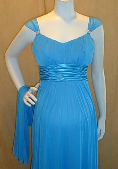 New Long Aqua Maternity Dress Satin Weddings XL Formal  