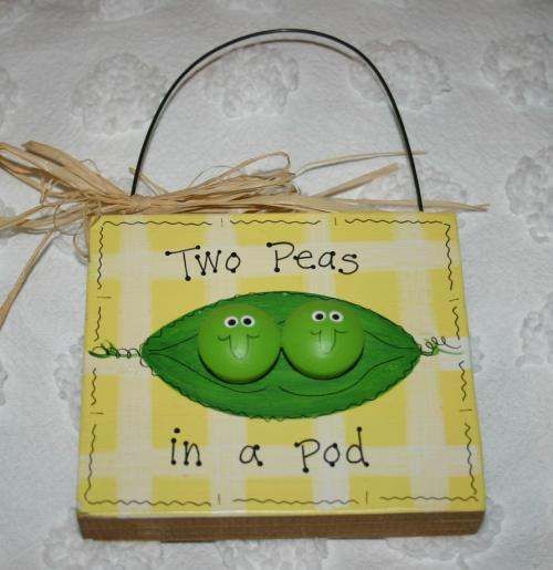 Small Wooden Plaque TWO PEAS IN A POD Baby Shower LOVE  