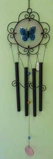 metal and glass garden windchime, by giftcraft  