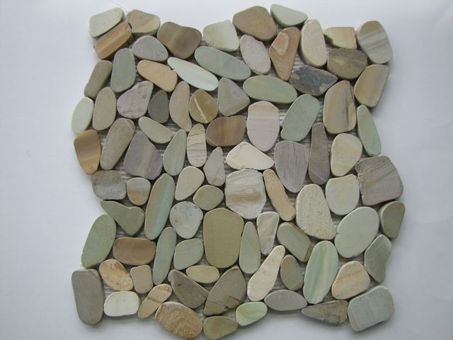 MIXED COLORS GOLDEN FLAT SLICED PEBBLE Stones Tiles  