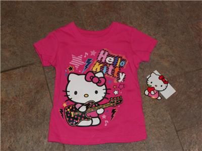 NWT Black Hello Kitty T Shirt Pink Rockstar Guitar 2T 3T 4T  