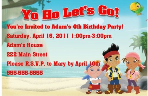 Jake and the Neverland Pirates Birthday Invitation  