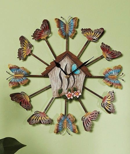 Butterfly Themed Wall Clock Spring Decor Collector Kitchen Bedroom 