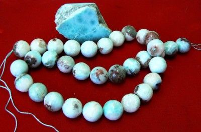   100% NATURAL BABY BLUE LARIMAR PERFECT ROUND BEADS STRAND