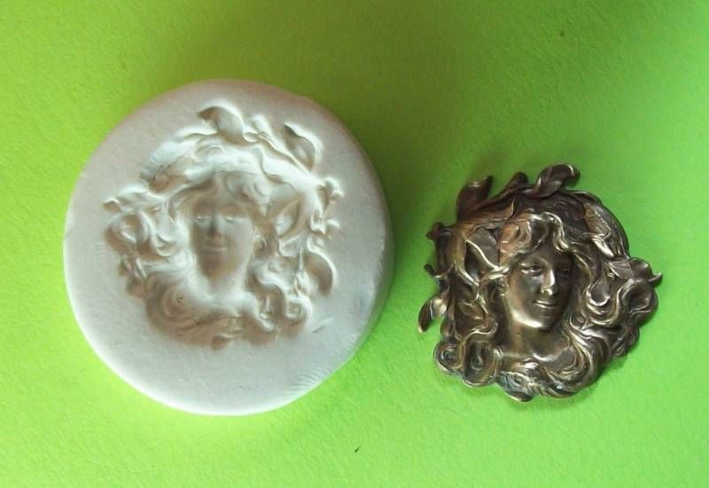 FACE LITTLE NOUVEAU GODDESS ~ CNS polymer clay mold  