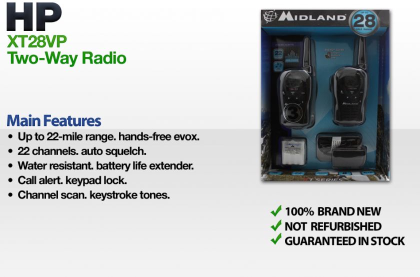 Midland XT28VP 28 Mile Radio Value Pack with Charger and Battery 