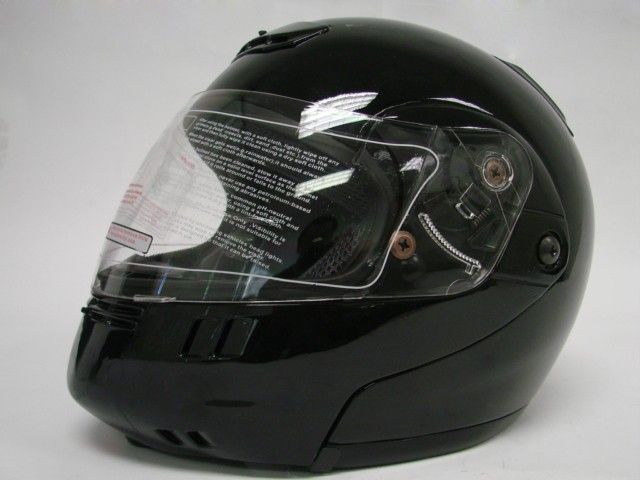 FLIP UP MODULAR MOTORCYCLE STREET HELMET GLOSS BLACK ~L  