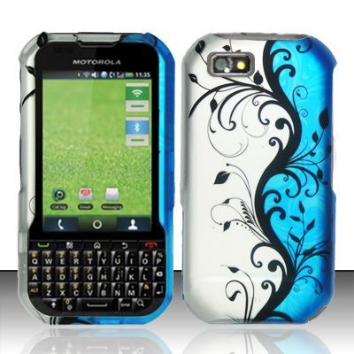 Nextel Sprint Motorola Titanium i1x  Blue Silver Vines Hard Case Phone 