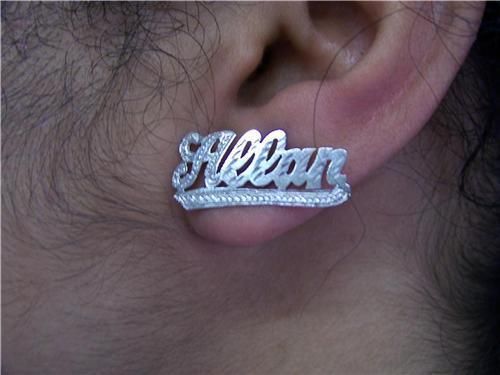 silver name earring studs /name plate/ PERSONALIZED  