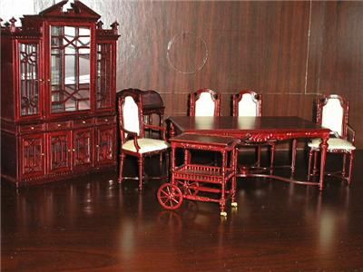 DOLLHOUSE FURNITURE MAHOGANY DININGROOM SET #CA001 HGR  