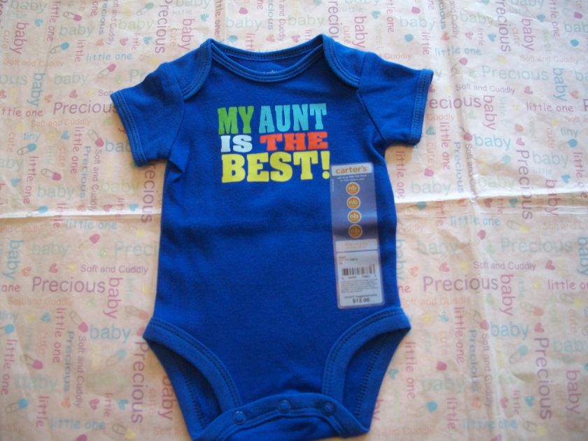 CARTERS BLUE BODYSUIT MY AUNT IS THE BEST BOYS ONESIE  