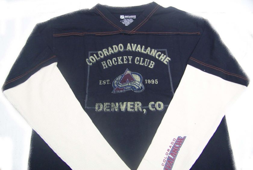 Official NHL Colorado Avalanche Long Sleeve Orange Stitch Split 