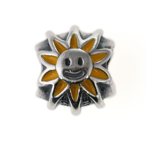 Genuine Pandora Sterling Silver Smiling Sunshine Yellow Enamel Charm 