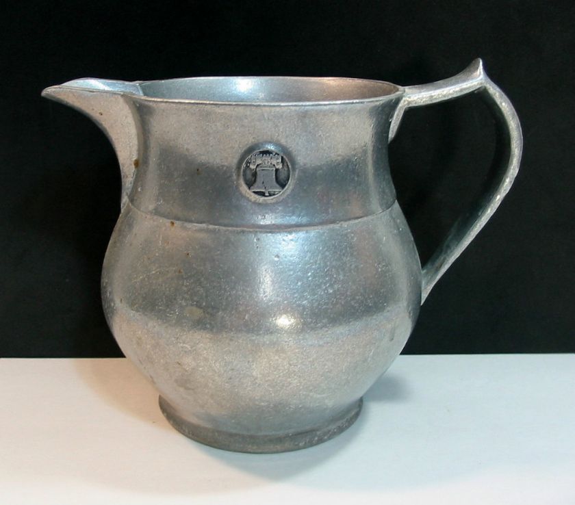   WILTON PEWTER LIBERTY BELL THEME PITCHER FROM COLUMBIA, PENNSYLVANIA