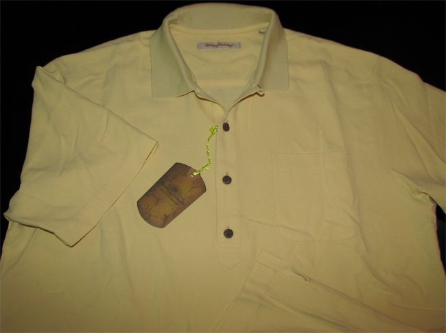 Tommy Bahama New Weekend Yellow Silk Polo Camp Shirt M  